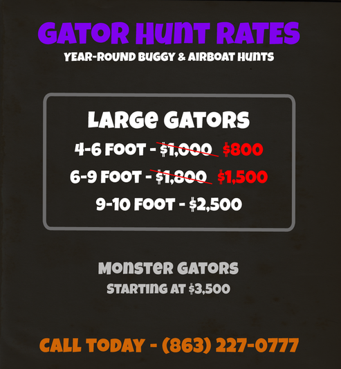 Gator Hunts in Florida - FL Gator Hunt Pricing